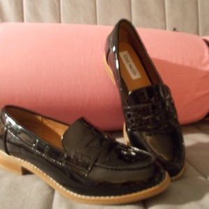 Steve Madden shiny black penny loafers, 6.5